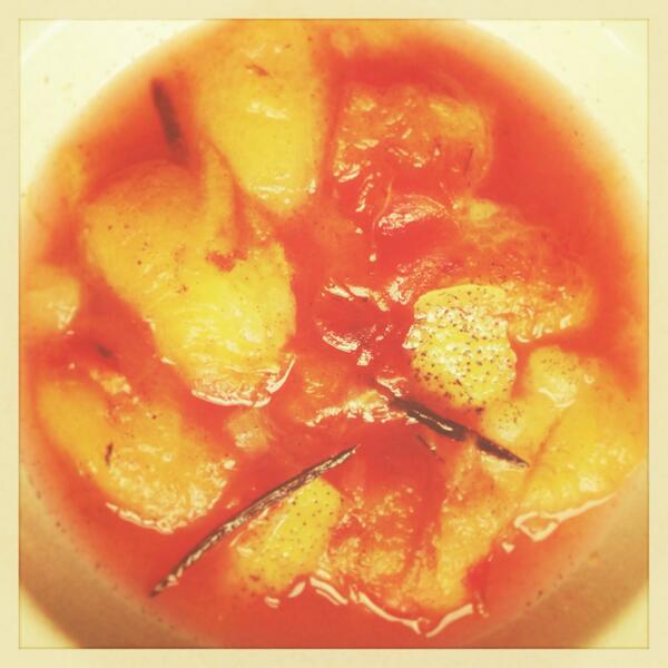 newbreakfast's tweet image. Plums poached in vanilla syrup. #breakfast #newbreakfast
