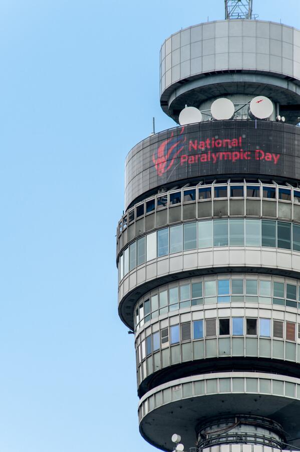 ParalympicsGB's tweet photo. Thanks to BT who played their part on #NPD2013 by lighting up the BT Tower for the occasion! (Pic: @frenchandtye) http://t.co/XU67w9fXdr