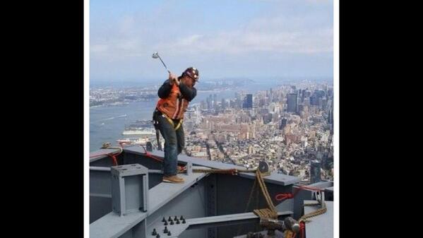 Gregnormanjr's tweet image. Best 9/11 tribute I've seen. Nothing will destroy the American spirit. Kevin Sabbagh hits a drive off the new tower