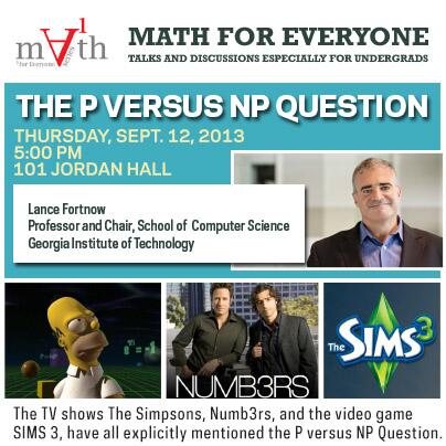 The first Math for Everyone lecture of the semester is tomorrow afternoon. Don't miss it!