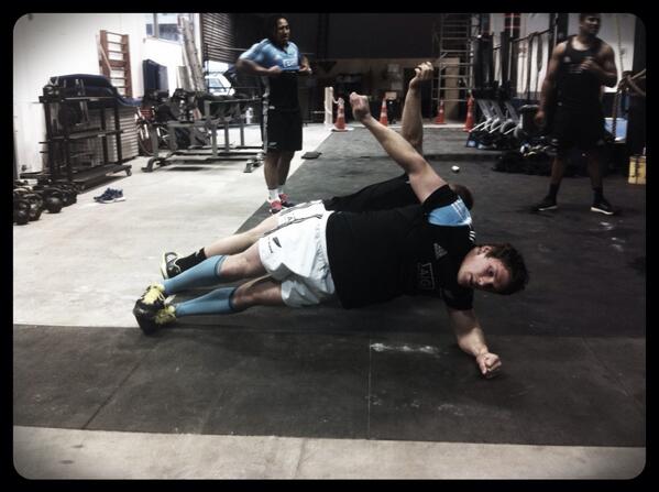 AllBlacks's tweet photo. We are done! Just time for Matt Todd to finish with some core exercises #workyourabs #NZLvRSA http://t.co/mRWdeQnTZN