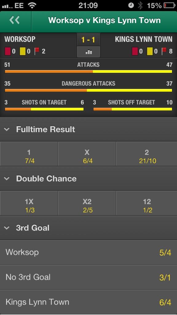 Was about to have a bet on Lynn to win &amp; they score before I get the chance :(
Still awesome to see Lynn on Bet365