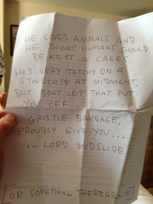 rustyrockets's tweet image. I introduced Morrissey on stage at one of his gigs. He wrote this for me to recite.