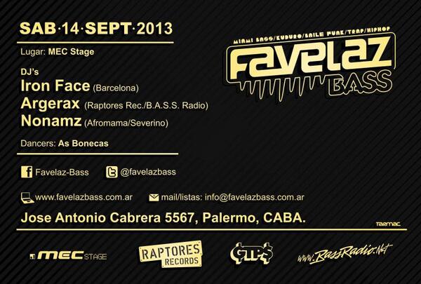 favelazbass's tweet photo. este sabado gran evento en bs as https://t.co/mOMJe9xn1r http://t.co/qCpAZafg9y