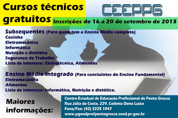 Inscrições para os cursos técnicos 2014 do <a href="/ceep/">CEEP - Ponta Grossa</a> de 16 a 20 de Setembro.