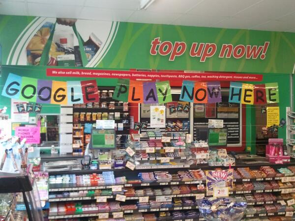RachelStehn's tweet photo. Letting our customers know that Google Play has arrived! http://t.co/IQg8zKpp6z