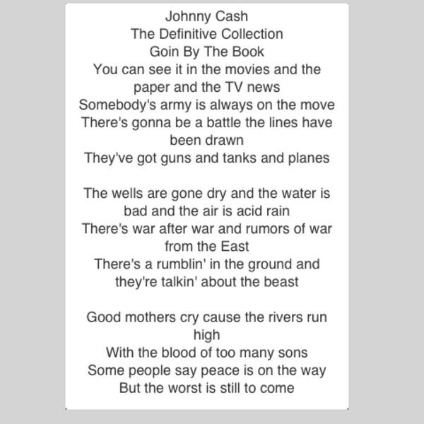 shahforth's tweet image. #johnnycash Es lyrics haven&apos;t be so right this year     &apos;&apos; some body&apos;s army is all ways on the move &apos;&apos;