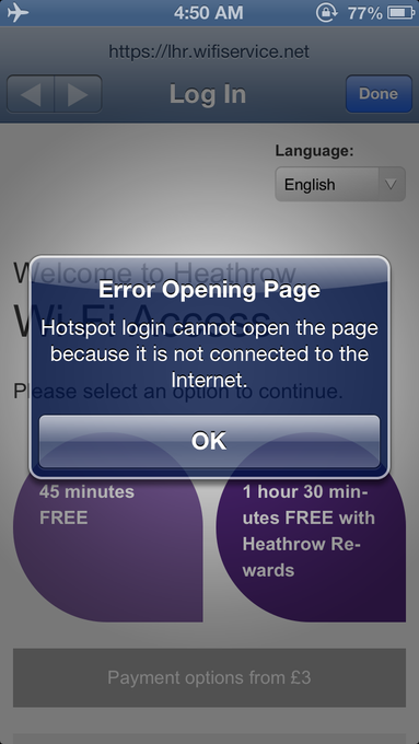 Cant connect to wi-fi hotspot because I'm not on the Internet. Wait, what? #heathrow #internet #nowinsituation<a href="/tag/heathrow"class="tags"><span>#heathrow</span></a><a href="/tag/internet"class="tags"><span>#internet</span></a><a href="/tag/nowinsituation"class="tags"><span>#nowinsituation</span></a>