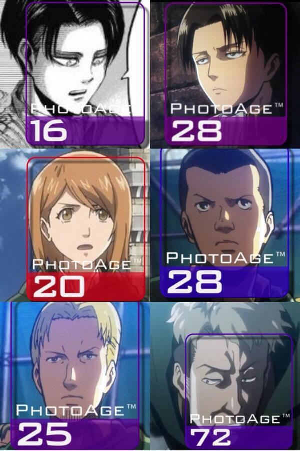 進撃の巨人bot リヴァイ班の見た目年齢を アプリで調べてみたそうですよ オルオさん Http T Co Nz6piodjal