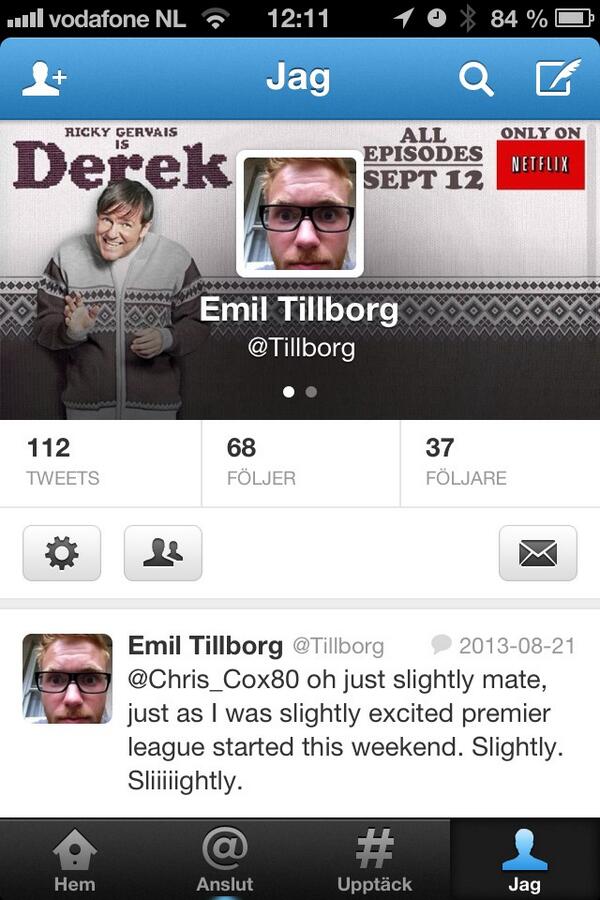 Tillborg's tweet photo. @rickygervais from Sweden with love #KindnessIsMagic http://t.co/EyjKXiIkOx