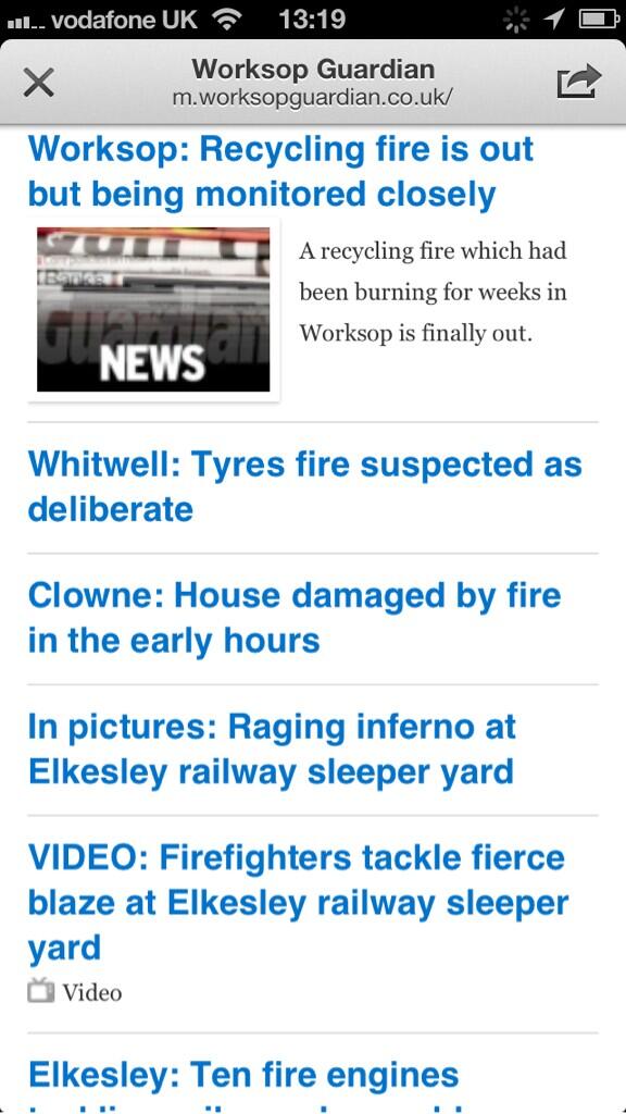 RightSaidJames's tweet photo. According to @WGUNews (Worksop Guardian) most of Nottinghamshire is on fire (cc. @pamjweb @watfordgap): http://t.co/2YoChqPyYd