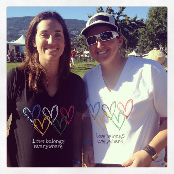 jillc01's tweet photo. @stickluv  Rocking our new shirts at T&amp;S #youcanplayproject #lovebelongseverywhere @TheRealMcGinnis http://t.co/22b3424byM