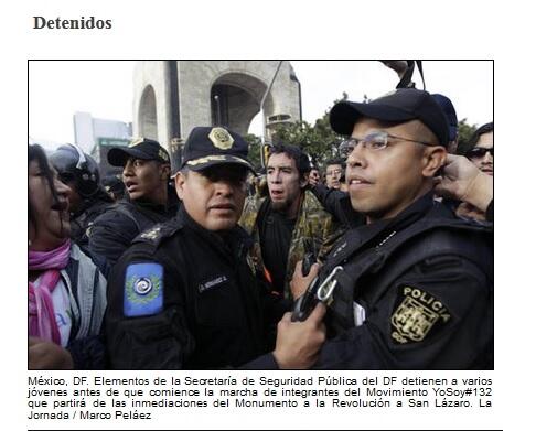La Jornada (@lajornadaonline) on Twitter photo IMAGEN - Detienen a jóvenes de YoSoy#132 antes de inicio de marcha en Revolución. Foto: <a href="/makspelaez/">Marco Peláez</a> IMAGEN - Detienen a jóvenes de YoSoy#132 antes de inicio de marcha en Revolución. Foto: <a href="/makspelaez/">Marco Peláez</a>