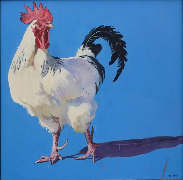 CabalvaFarm's tweet photo. Gorgeous George is hung! Tom Hallifax's huge oil painting is up for next week's expo. http://t.co/pml8vx3yTf