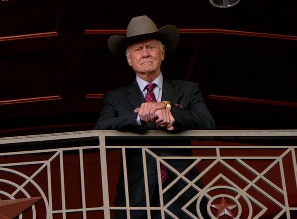 DallasFanzine's tweet photo. We lost the great Larry Hagman shortly after this photo was taken.  But a true legend never dies...#Dallas http://t.co/F1NmQh8uCf