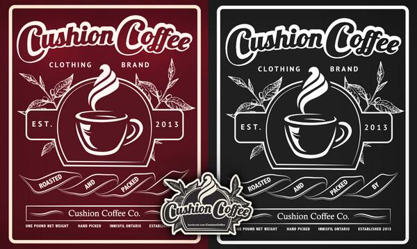 CushionCoffeeCo's tweet photo. September 1st, first shirt design done. More than stoked to get these off to print. Big progress. http://t.co/0GAbhv1Cw4