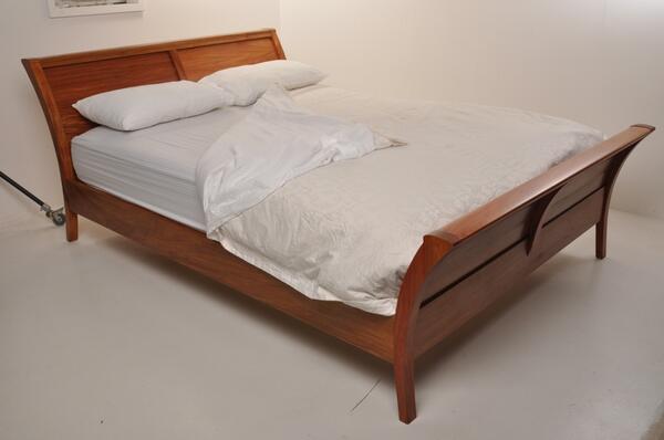 TimberDimension's tweet image. Latest large commission finished. A beautiful Sleigh Bed in New Guinea Rosewood.