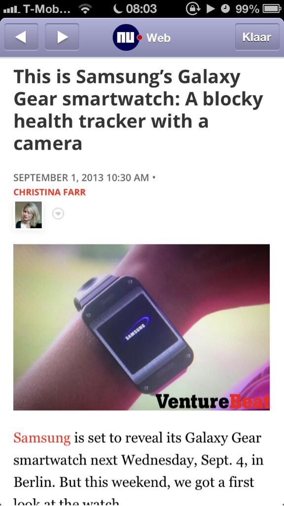 RoyalAndroid's tweet image. Leaked photo of the Galaxy Gear! (VentureBeat)