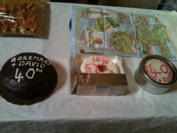 Very happy wedding anniversary to our Chaplain and Rosemary!  40th anniversary cake baked as something of a surprise: