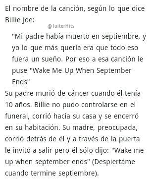 Este es el verdadero significado de Wake Me Up When September Ends. Pensaoslo antes de hacer la gracia.