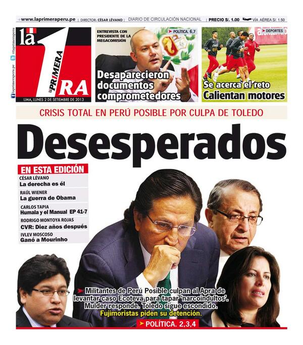 EditorFantasma's tweet image. Buenos días, acá le traemos la portada de hoy:
Desesperados #toledistas #chakanos
laprimeraperu.pe