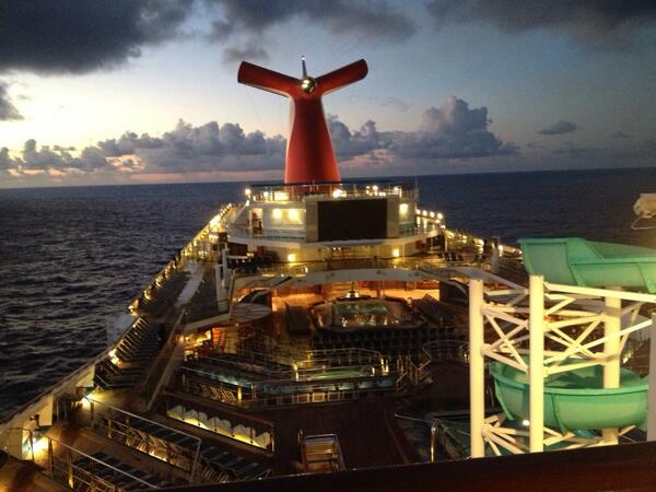 A view from the Carnival LibertyCruise Ship at 4:30 AM. Got up early to watch a Caribbean sunrise.