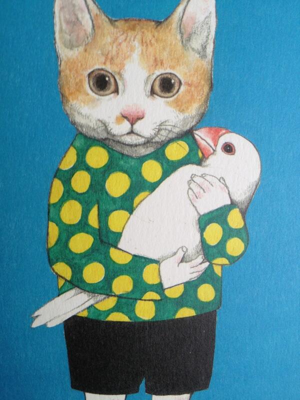 nekonoboris's tweet image. とりちゃんをしっかり抱きかかえるボリスさん…いつも日記に登場することりは文鳥なんですよ。