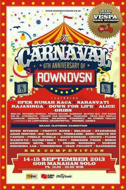 THE CARNAVAL <a href="/rowndivision/">rown division</a> bareng @Downforlifesolo <a href="/efekrumahkaca/">efekrumahkaca</a> <a href="/sarasvatimusic/">Sarasvatī</a> <a href="/grindcoresinga/">move to @rajasinga04</a> <a href="/GRIBSROCK/">GRIBS</a> etc