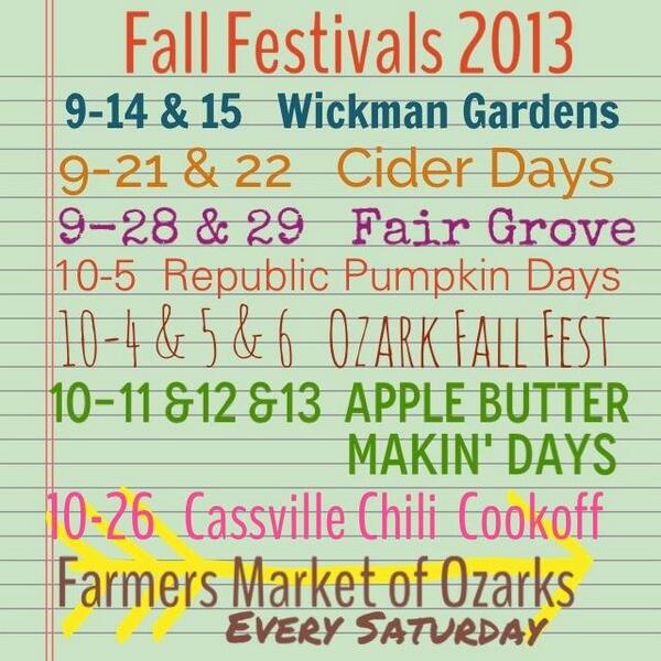 FunkyRelics's tweet image. My favorite fall festivals in the Ozarks! I won’t have a booth at all of them.. But I hope to at least visit them!