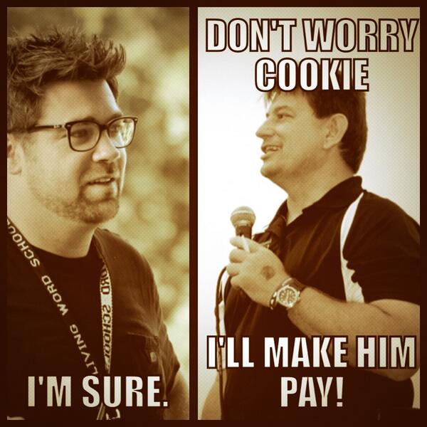 GoodoldReardon's tweet photo. Bible teacher showdown. #cliff #vs #reardon http://t.co/HB9nr1Z1VQ