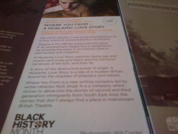 WhereYouFromUK's tweet photo. Our first appearance in a theatre brochure! Guess that means tickets are on sale now... Nov 7,8,9. http://t.co/H6befagkXu