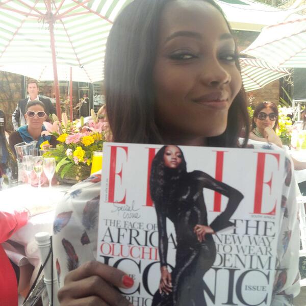 HauTeFashionAFR's tweet photo. ♥ RT @KLuKCGDT: Having breakfast with the beautiful @Oluchi  @ELLEmagazineSA #FeatherofHope for Rachel Thambo http://t.co/2leuZ6icVe