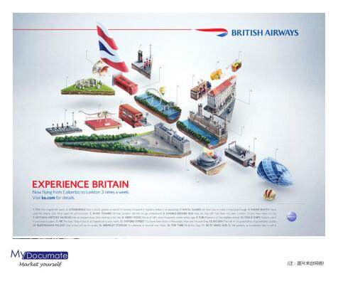 MyDocumate's tweet image. #英國航空創意廣告#感受英國，用英國最有特色的景點、建築和事物為元素，組成了飛機的形態，讓人眼前一亮！走近英國，瞭解英國，從這架由英國本土元素拼接而成的小飛機開始把！mydocumate.com
