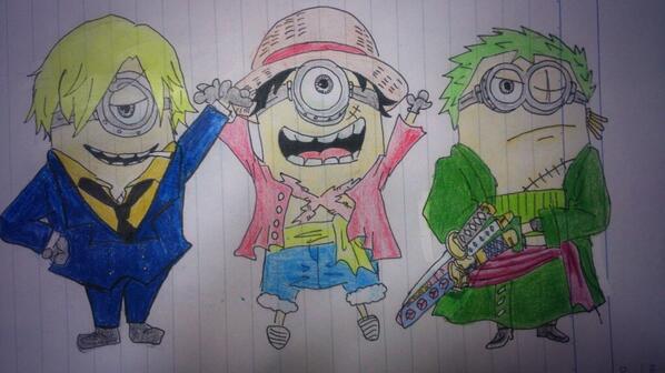 めぐ あんま上手く描けなかったけど Onepiece麦わら３強 ミニオン描いてみたww Http T Co Hhspve4sxs