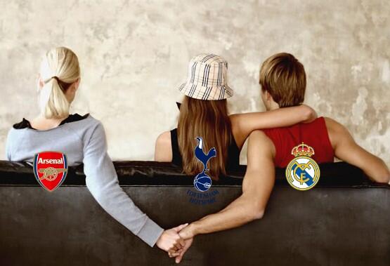 アーセナル、スパーズ、レアルの三角関係を表した写真が話題に