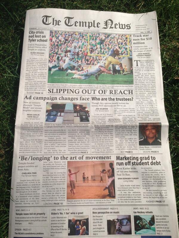 The Temple News on Twitter "Today's Front Page. http//t.co/SEZg8M7pSR"