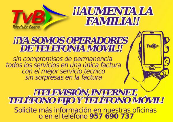 TelevisionBaena's tweet photo. ¿Conoces nuestras nuevas tarifas de telefonía móvil? ¡¡¡Desde 0€ al mes!!! http://t.co/7SzuCcE7ze