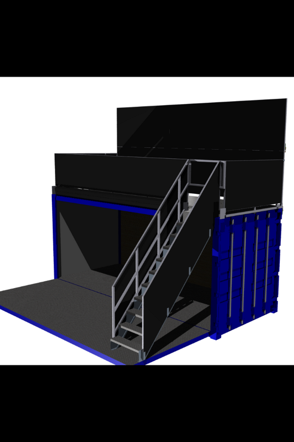 Te koop of te huur #beursstand met verdieping gemaakt van een zeecontainer crazycontainers.nl