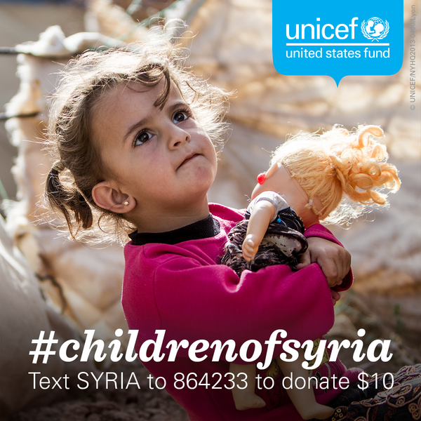 selenagomez's tweet photo. Support @UNICEFUSA's efforts to help the #ChildrenOfSyria - Text SYRIA to 864233 to donate $10 http://t.co/YDaQbeuJQe