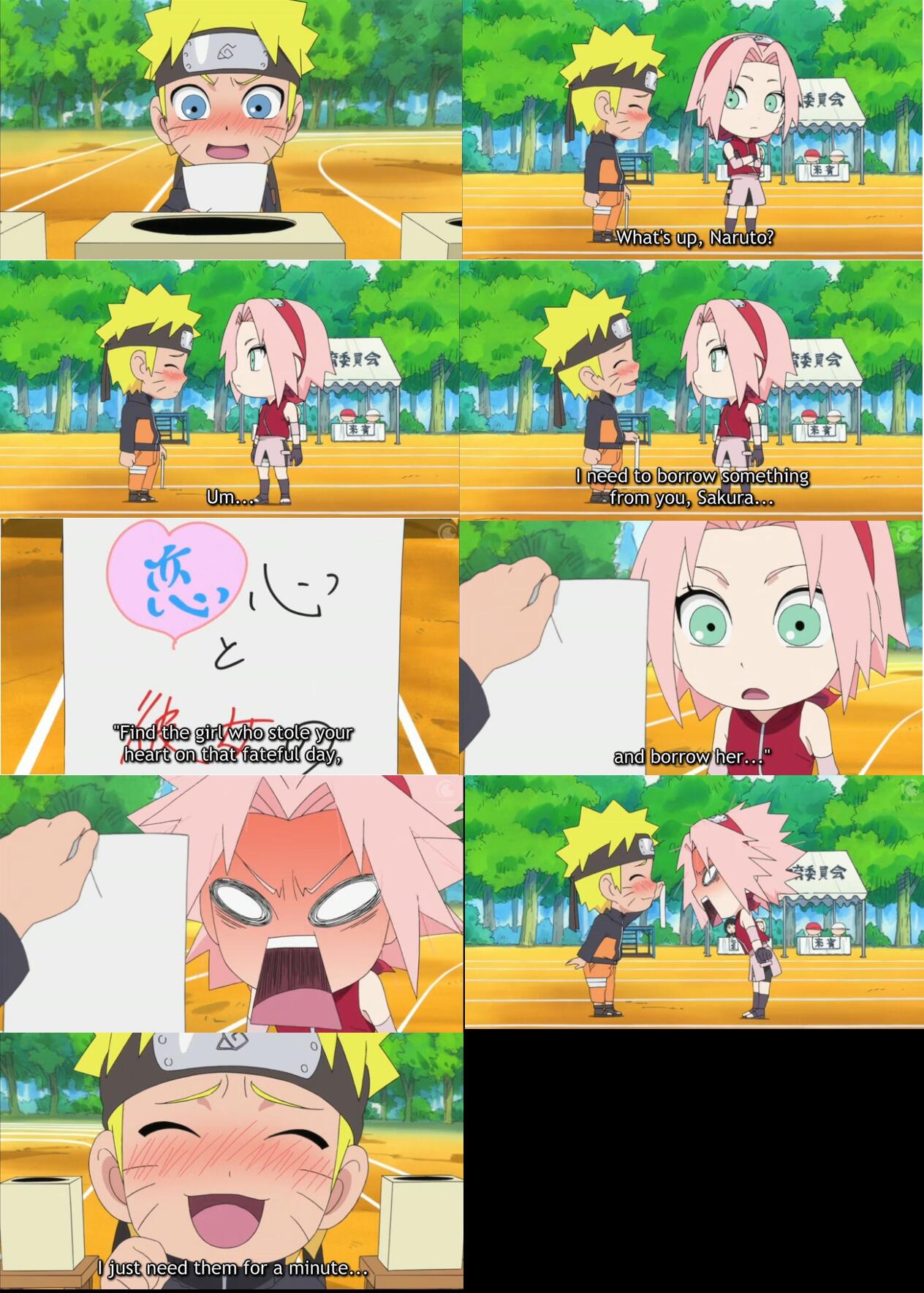 Narusaku Forever ♥ on X: "Kawaii/Cute! Now this has to be one of the best  chibi moments with Lee's show. #Narusaku moment ♥ http://t.co/KxwTgf75FO" /  X