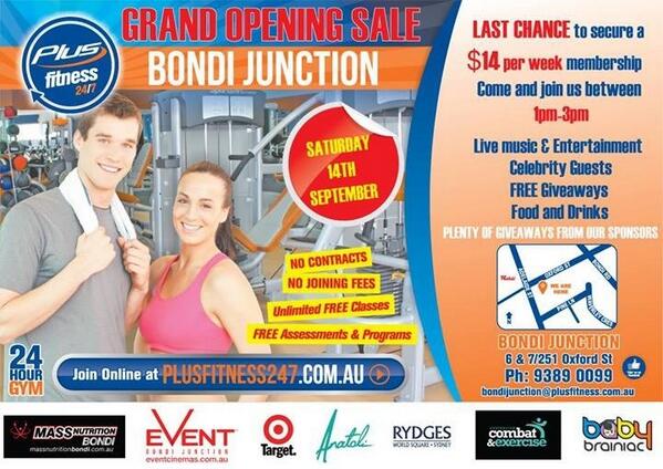 #bondijunction #grandopeningevent #plusfitness #celebrities #cantwait #seeyouthere