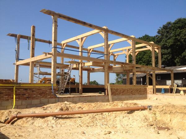 InwoodDevelop's tweet image. Green oak frame in-wood