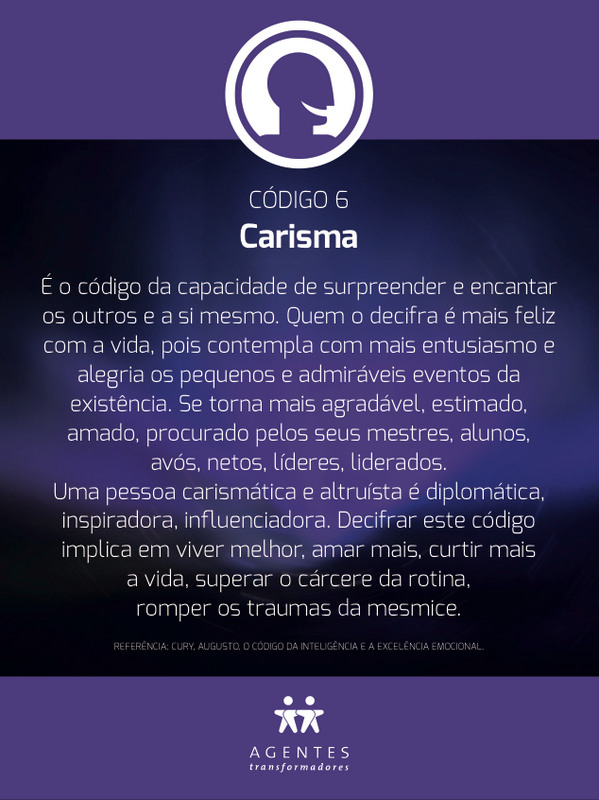 CoachMultifocal's tweet photo. Código 6 - Carisma. "Uma pessoa carismática é inspiradora e influenciadora." Compartilhe! http://t.co/Gg0aRHJ9yF