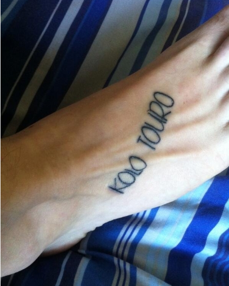 btsportscore's tweet image. #FAIL 
A Liverpool fan gets a Kolo Toure tattoo on his foot, unfortunately he forgot to check the spelling first!