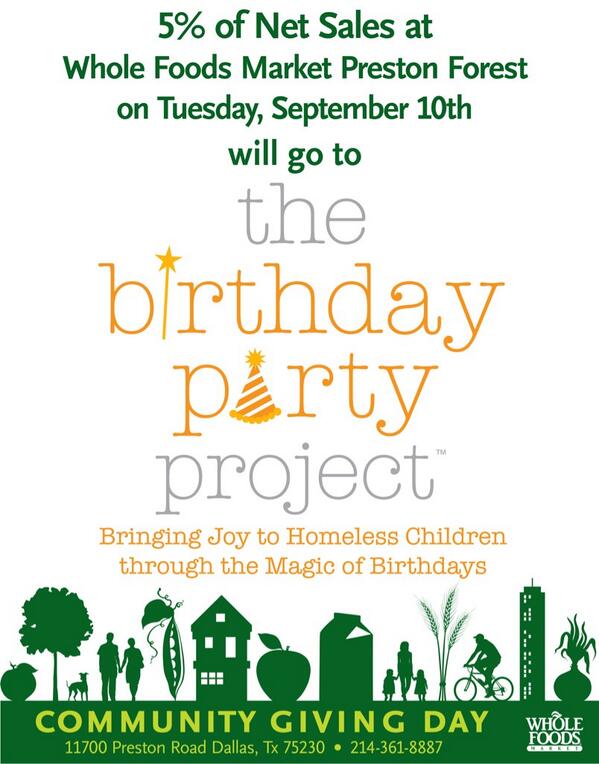 StampedPaperCo's tweet photo. Shop for the best cause: kids! Today! “@bdayenthusiast: We're going to party all day! Shop @WholeFoodsDFW 09.10.13! http://t.co/NOunsI7BWS