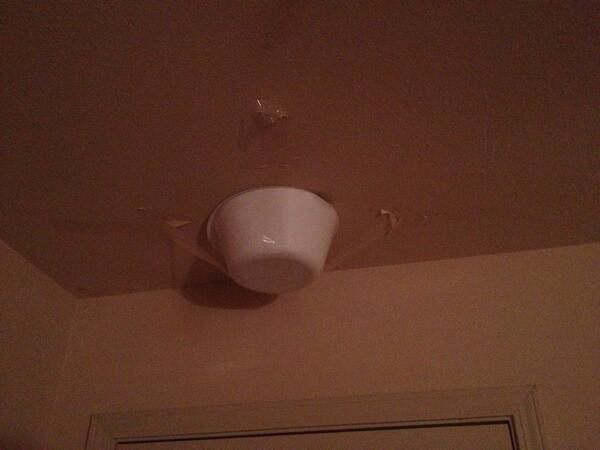 There's a smoke detector that won't stop beeping and 3 kitchen towels enclosed in that bowl #engineeringgenius