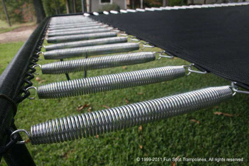 Crossing trampoline springs top