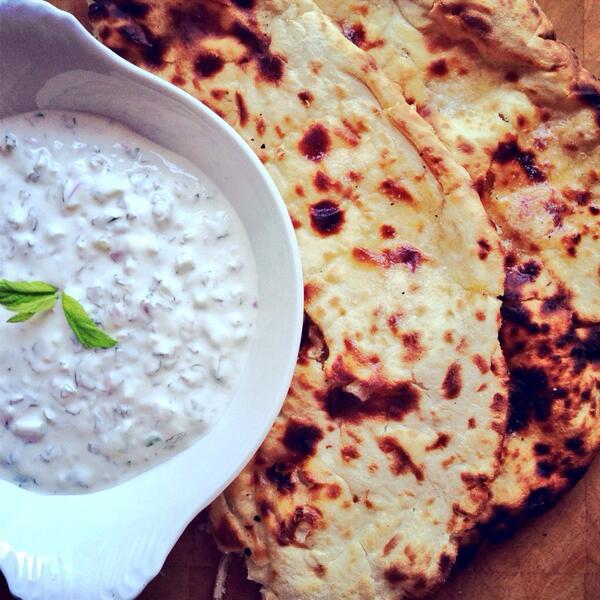 newbreakfast's tweet image. Peshwari nan &amp;amp; raita. Perfect for an Indian summer morn. #breakfast #newbreakfast