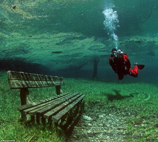 HighOnTravel's tweet photo. A natural wonder. A park at the bottom of a lake in Austria. http://t.co/2DdjHtEf3U