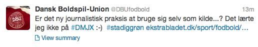 Jeg er stadig grøn - også på Twitter... Skulle tydeligvis have været fra min konto! #kvajekagepåkontoret